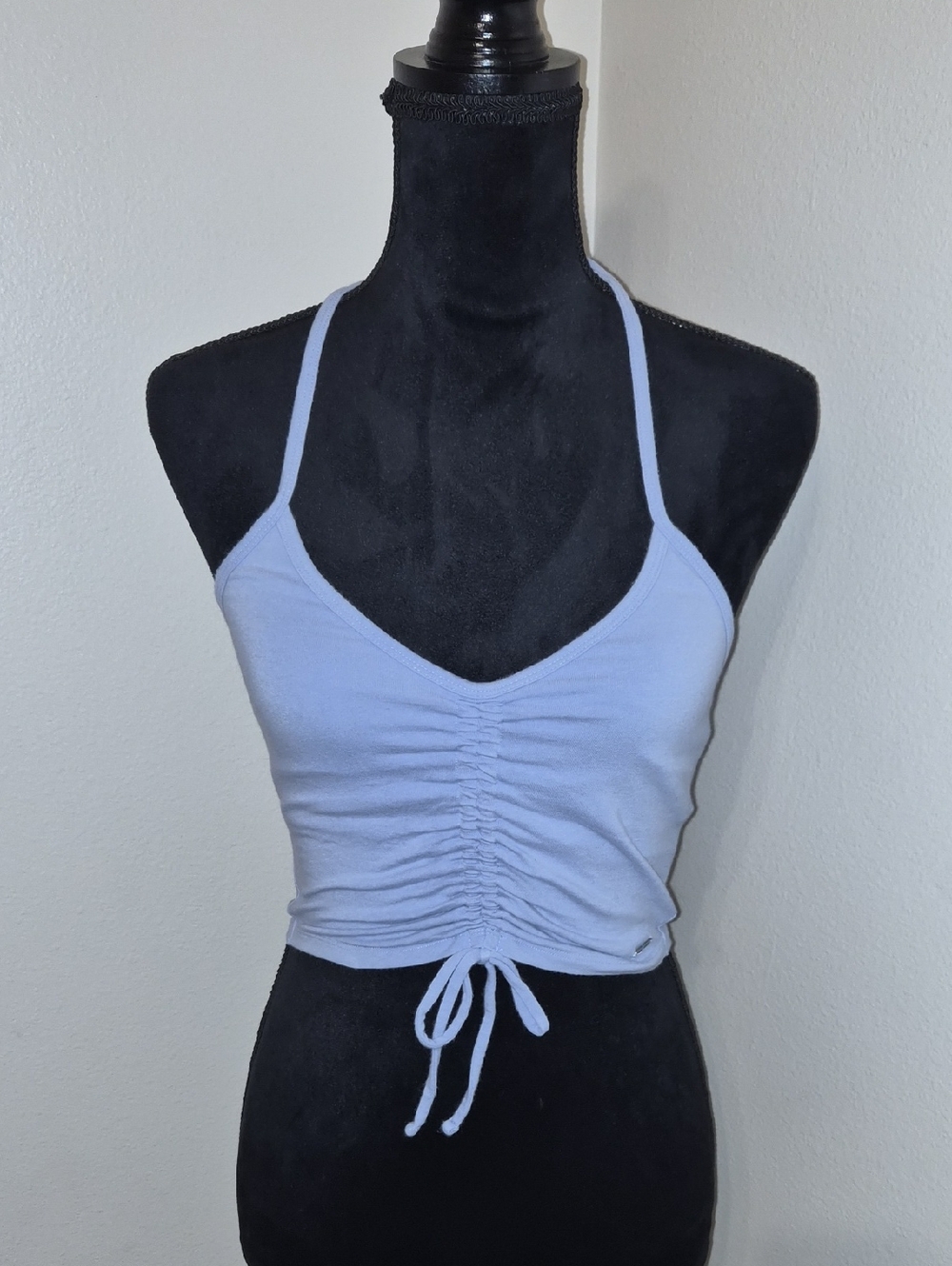 Hollister Light Blue Ruched Front Cami Crop Top
